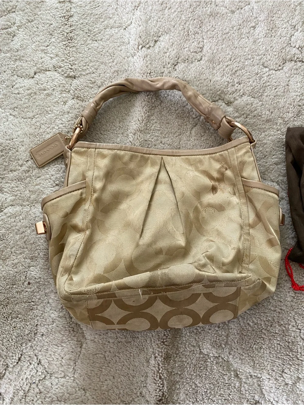 Coach Tan/Beige Signature Shoulder Bag